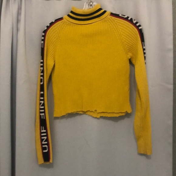 UNIF Sweaters Unif Yellow Racing Stripe Mock Turtleneck Poshmark